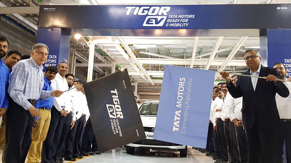 Tata Motors flags off its first set of Tigor electric vehicle
