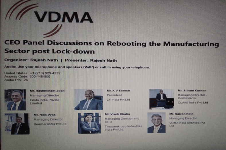 VDMA hosts webinar on rebooting the manufacturing sector post lockdown