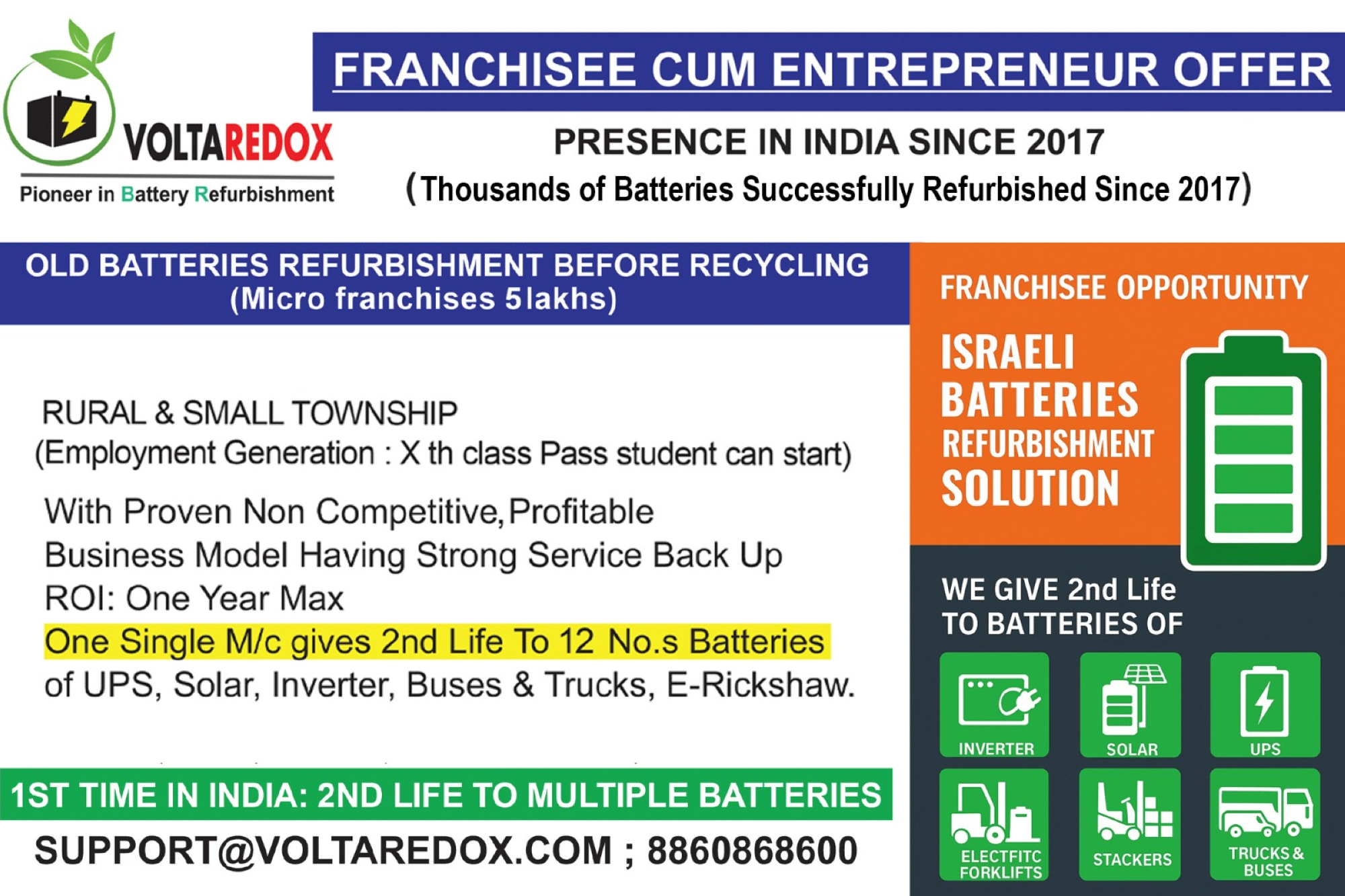 VOLTAREDOX, Pioneering in batteries refurbishment, sustainable & big cost saving solution from Israel
